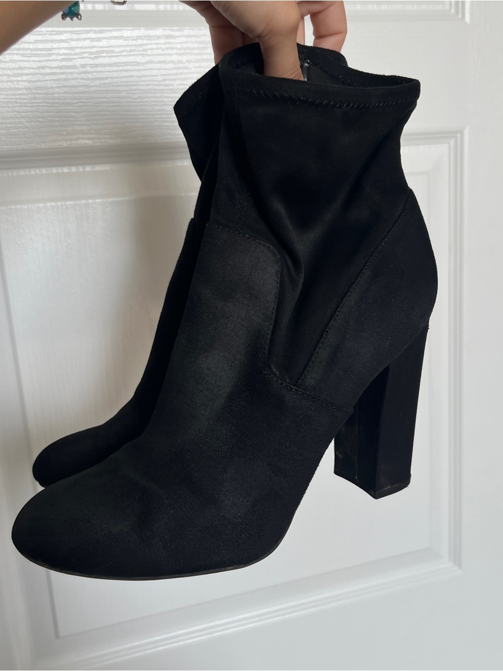 Black Suede Ankle Boot Heels